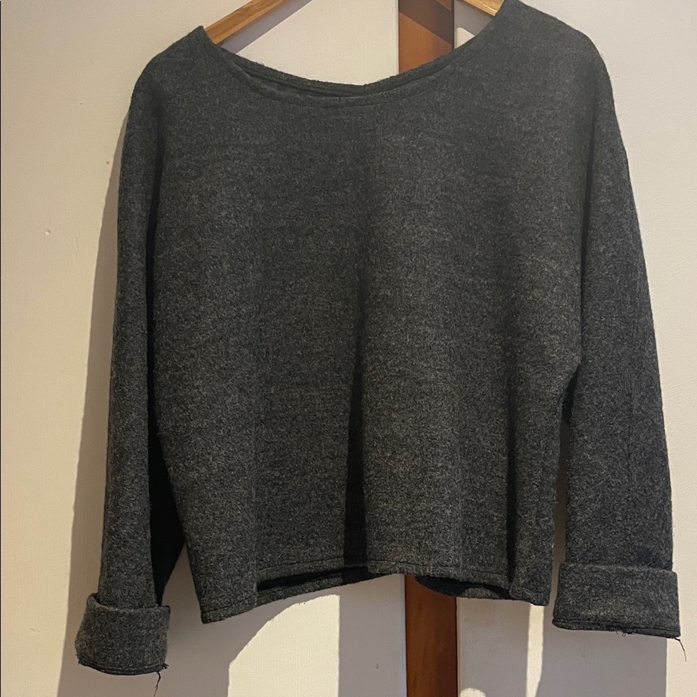 Dark Gray Wool Crew Neck Sweater